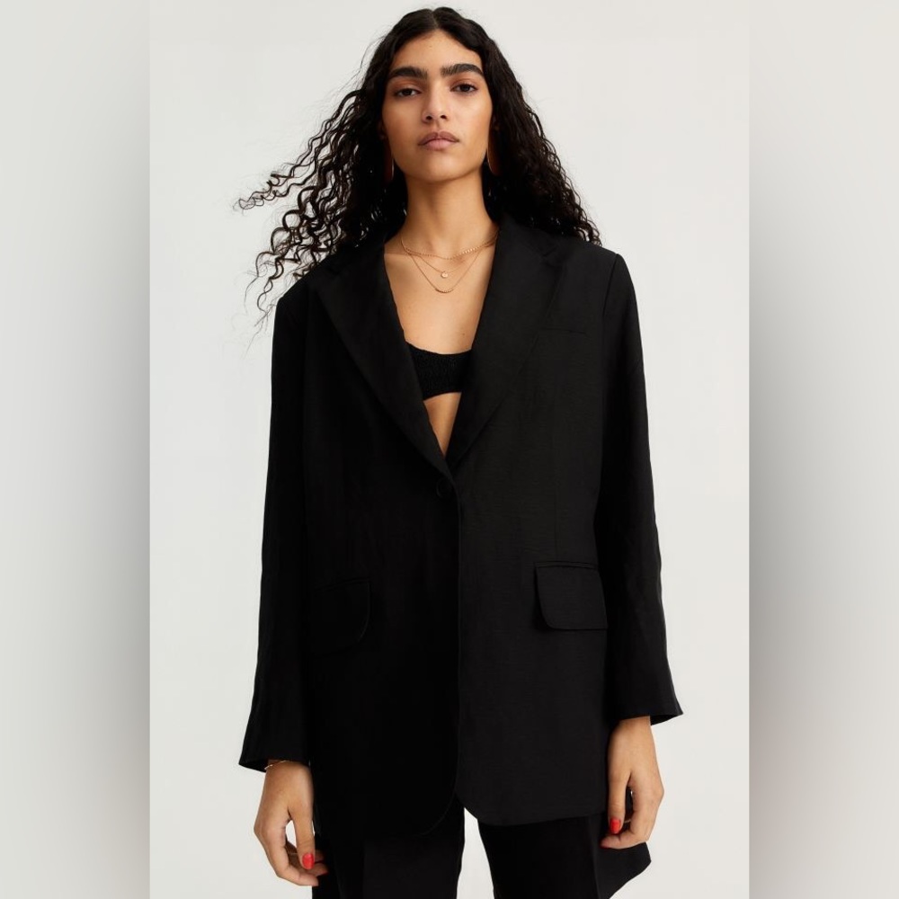 H&M oversized linen blend jacket blazer
